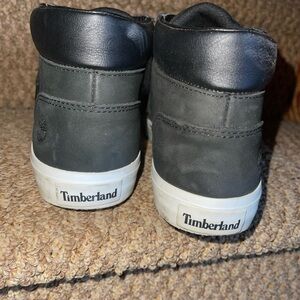 Timberland Black Leather Sneakers with White Soles